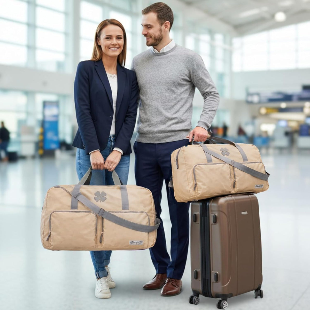 Lucky Travel Duffel Bags 65L, Gym Bag, Travel Bag & Large Duffle Bag for Men, Foldable Overnight Weekender Bags for Women & Men with Adjustable Shoulder Strap, Charcoal