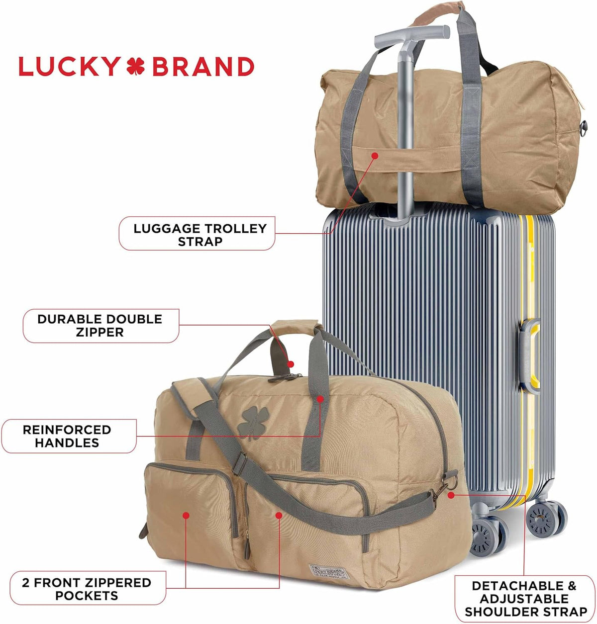 Lucky Travel Duffel Bags 65L, Gym Bag, Travel Bag & Large Duffle Bag for Men, Foldable Overnight Weekender Bags for Women & Men with Adjustable Shoulder Strap, Charcoal
