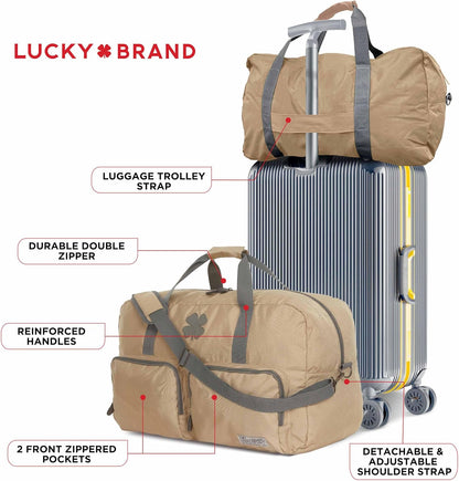 Lucky Travel Duffel Bags 65L, Gym Bag, Travel Bag & Large Duffle Bag for Men, Foldable Overnight Weekender Bags for Women & Men with Adjustable Shoulder Strap, Charcoal