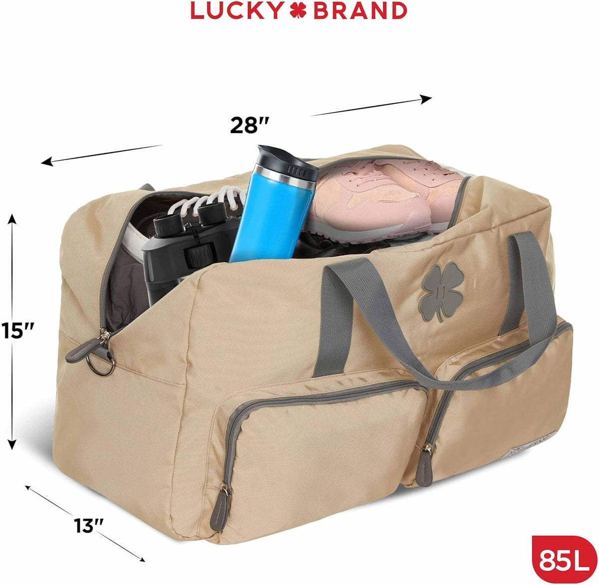 Lucky Travel Duffel Bags 65L, Gym Bag, Travel Bag & Large Duffle Bag for Men, Foldable Overnight Weekender Bags for Women & Men with Adjustable Shoulder Strap, Charcoal