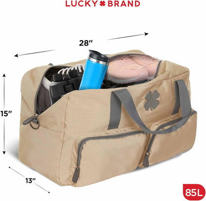 Lucky Travel Duffel Bags 65L, Gym Bag, Travel Bag & Large Duffle Bag for Men, Foldable Overnight Weekender Bags for Women & Men with Adjustable Shoulder Strap, Charcoal