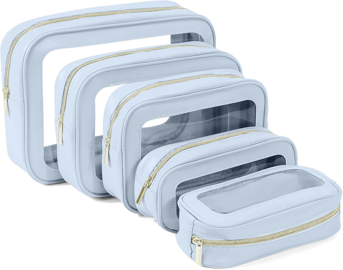 Clear Toiletry Bag,TSA Approved Travel Makeup Pouch with Zipper for Cosmetics and Toiletries，Diaper Bag Organizer Pouch Set,Women's Purse Organizer and Clear Car Bag
