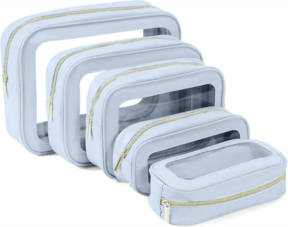 Clear Toiletry Bag,TSA Approved Travel Makeup Pouch with Zipper for Cosmetics and Toiletries，Diaper Bag Organizer Pouch Set,Women's Purse Organizer and Clear Car Bag