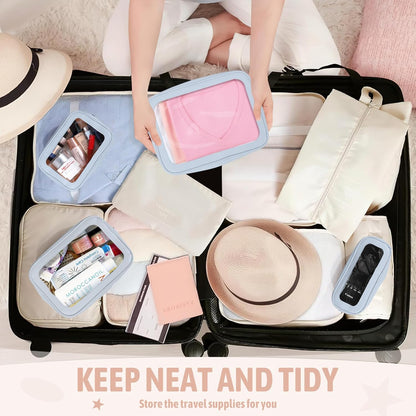 Clear Toiletry Bag,TSA Approved Travel Makeup Pouch with Zipper for Cosmetics and Toiletries，Diaper Bag Organizer Pouch Set,Women's Purse Organizer and Clear Car Bag