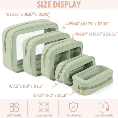 Clear Toiletry Bag,TSA Approved Travel Makeup Pouch with Zipper for Cosmetics and Toiletries，Diaper Bag Organizer Pouch Set,Women's Purse Organizer and Clear Car Bag