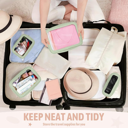 Clear Toiletry Bag,TSA Approved Travel Makeup Pouch with Zipper for Cosmetics and Toiletries，Diaper Bag Organizer Pouch Set,Women's Purse Organizer and Clear Car Bag