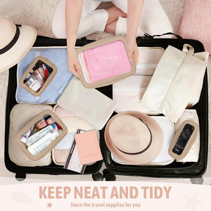 Clear Toiletry Bag,TSA Approved Travel Makeup Pouch with Zipper for Cosmetics and Toiletries，Diaper Bag Organizer Pouch Set,Women's Purse Organizer and Clear Car Bag