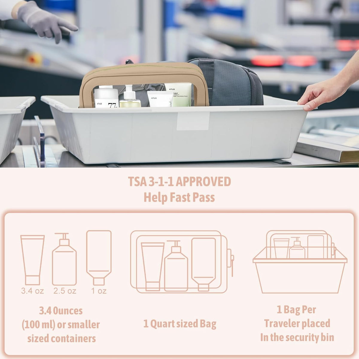 Clear Toiletry Bag,TSA Approved Travel Makeup Pouch with Zipper for Cosmetics and Toiletries，Diaper Bag Organizer Pouch Set,Women's Purse Organizer and Clear Car Bag