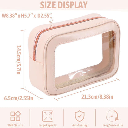 Clear Toiletry Bag,TSA Approved Travel Makeup Pouch with Zipper for Cosmetics and Toiletries，Diaper Bag Organizer Pouch Set,Women's Purse Organizer and Clear Car Bag
