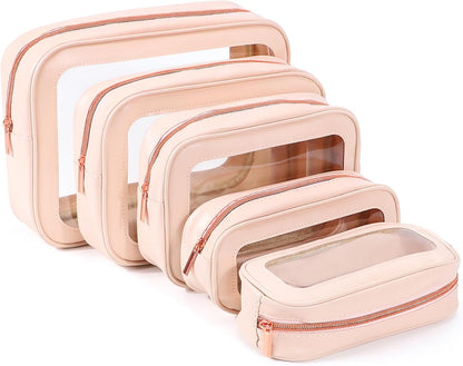 Clear Toiletry Bag,TSA Approved Travel Makeup Pouch with Zipper for Cosmetics and Toiletries，Diaper Bag Organizer Pouch Set,Women's Purse Organizer and Clear Car Bag