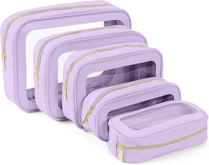 Clear Toiletry Bag,TSA Approved Travel Makeup Pouch with Zipper for Cosmetics and Toiletries，Diaper Bag Organizer Pouch Set,Women's Purse Organizer and Clear Car Bag