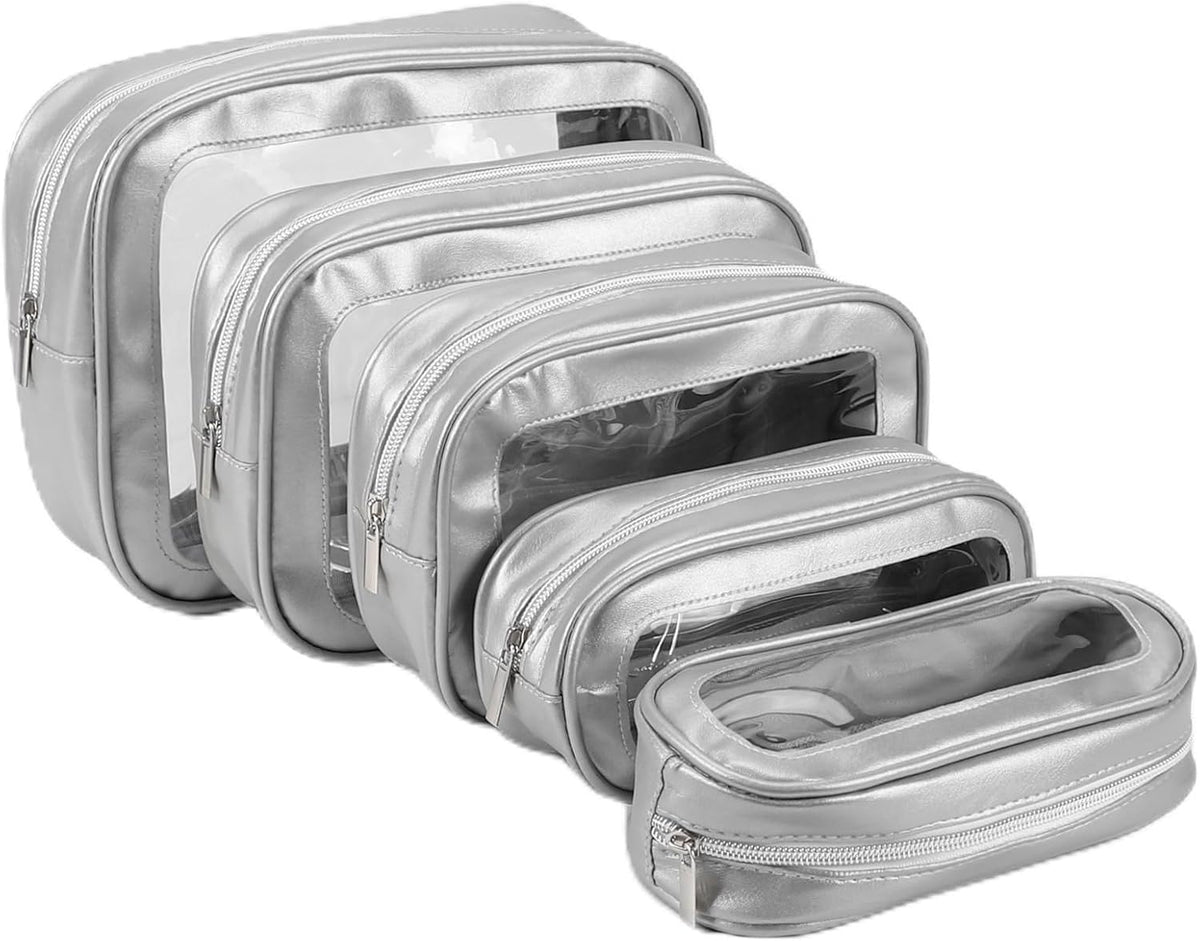 Clear Toiletry Bag,TSA Approved Travel Makeup Pouch with Zipper for Cosmetics and Toiletries，Diaper Bag Organizer Pouch Set,Women's Purse Organizer and Clear Car Bag