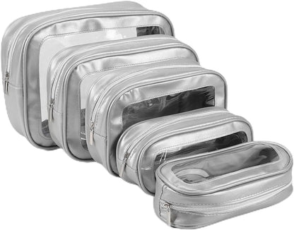 Clear Toiletry Bag,TSA Approved Travel Makeup Pouch with Zipper for Cosmetics and Toiletries，Diaper Bag Organizer Pouch Set,Women's Purse Organizer and Clear Car Bag