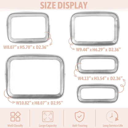 Clear Toiletry Bag,TSA Approved Travel Makeup Pouch with Zipper for Cosmetics and Toiletries，Diaper Bag Organizer Pouch Set,Women's Purse Organizer and Clear Car Bag