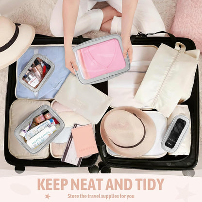 Clear Toiletry Bag,TSA Approved Travel Makeup Pouch with Zipper for Cosmetics and Toiletries，Diaper Bag Organizer Pouch Set,Women's Purse Organizer and Clear Car Bag