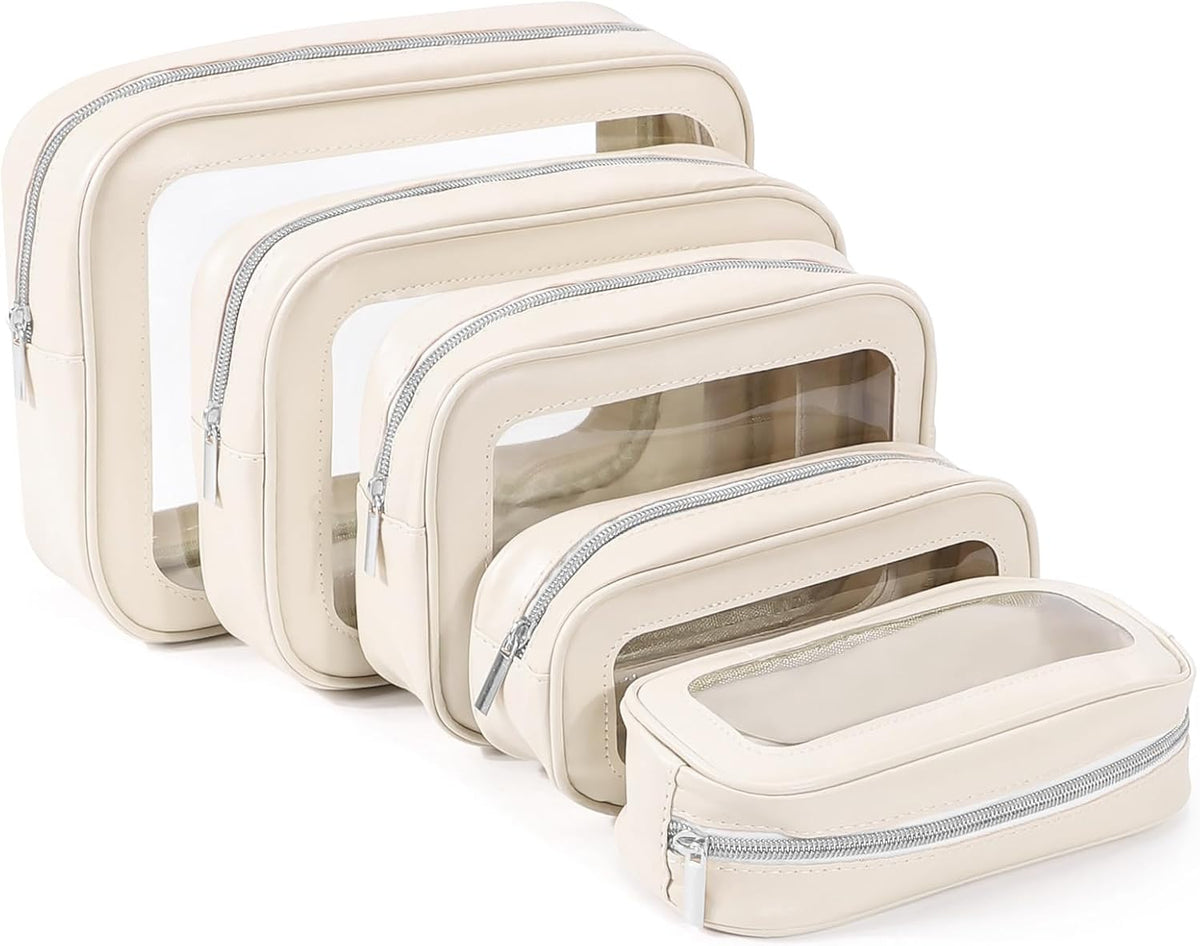 Clear Toiletry Bag,TSA Approved Travel Makeup Pouch with Zipper for Cosmetics and Toiletries，Diaper Bag Organizer Pouch Set,Women's Purse Organizer and Clear Car Bag