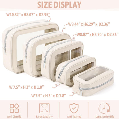 Clear Toiletry Bag,TSA Approved Travel Makeup Pouch with Zipper for Cosmetics and Toiletries，Diaper Bag Organizer Pouch Set,Women's Purse Organizer and Clear Car Bag
