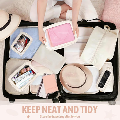 Clear Toiletry Bag,TSA Approved Travel Makeup Pouch with Zipper for Cosmetics and Toiletries，Diaper Bag Organizer Pouch Set,Women's Purse Organizer and Clear Car Bag