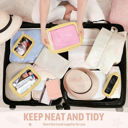 Clear Toiletry Bag,TSA Approved Travel Makeup Pouch with Zipper for Cosmetics and Toiletries，Diaper Bag Organizer Pouch Set,Women's Purse Organizer and Clear Car Bag