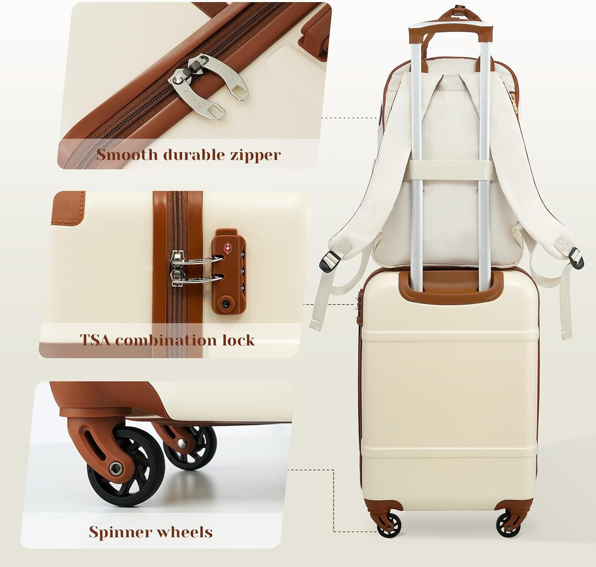 Luggage Set Suitcase Set Carry On Luggage PC Hardside Luggage TSA Lock Spinner Wheels Telescopic Handle