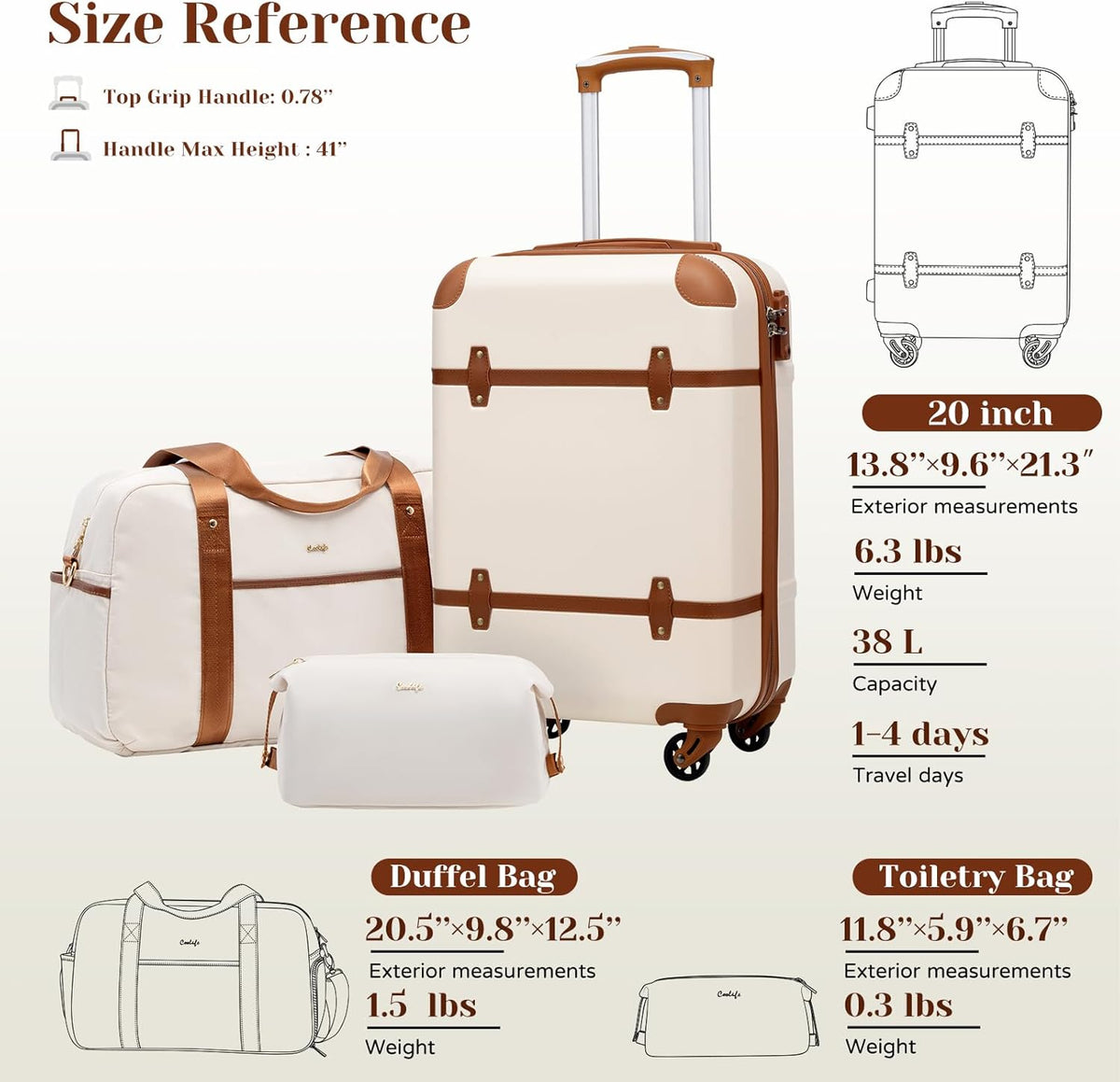 Luggage Set Suitcase Set Carry On Luggage PC Hardside Luggage TSA Lock Spinner Wheels Telescopic Handle