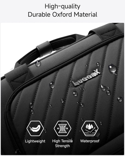 LUGGEX Underseat Carry On Luggage with Wheels, UDK-Plus Large-Capacity Lightweight Soft Sided Personal Item Suitcase for Short Trips (UX-Core, Navy Blue, 16 Inch)