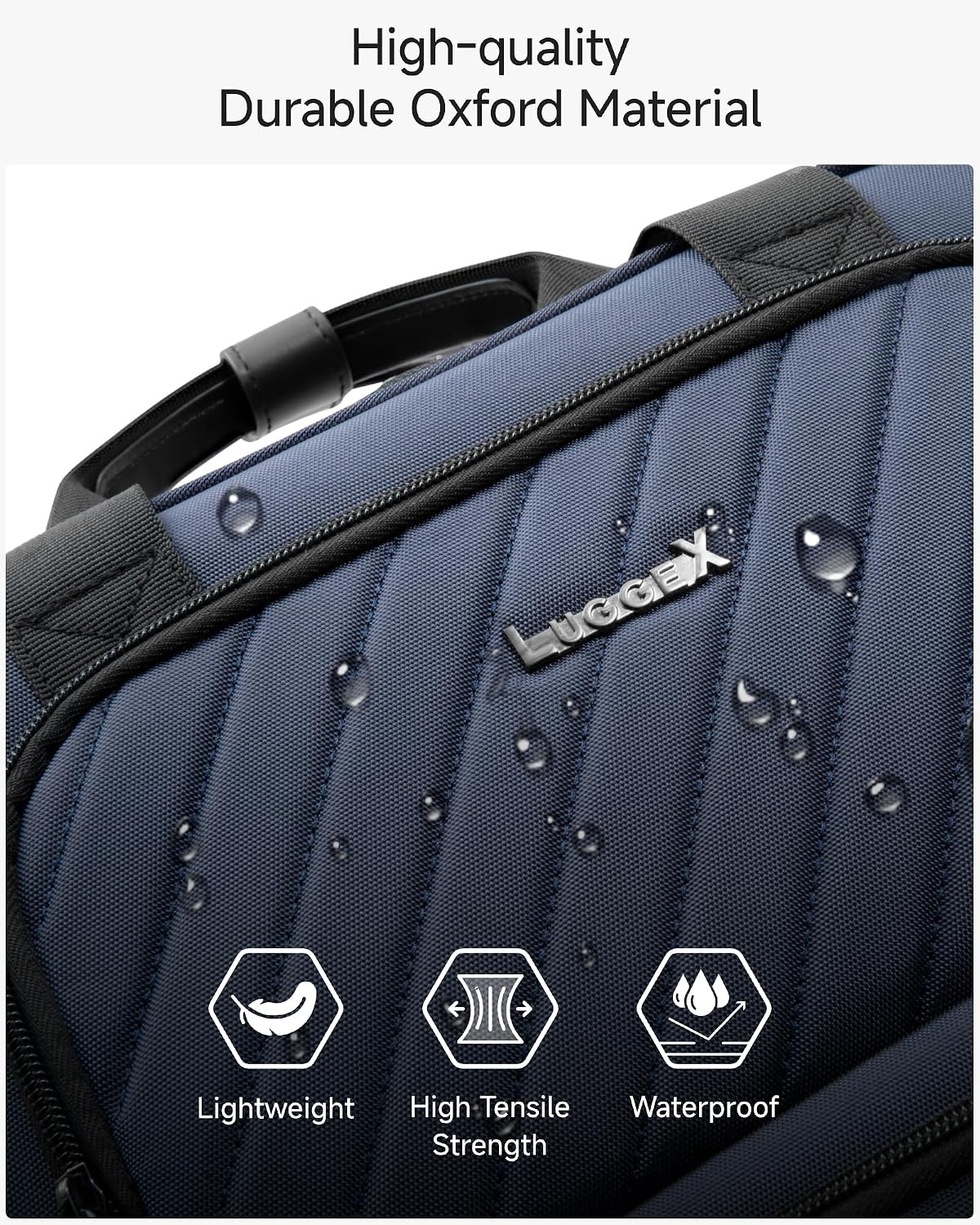 LUGGEX Underseat Carry On Luggage with Wheels, UDK-Plus Large-Capacity Lightweight Soft Sided Personal Item Suitcase for Short Trips (UX-Core, Navy Blue, 16 Inch)