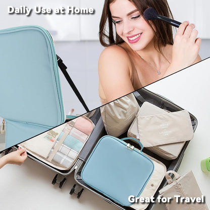 Travel Makeup Bag with LED Mirror Travel Makeup Organizer with 3 Lighted Settings, Adjustable Dividers and Makeup Brush Storage Bag Black