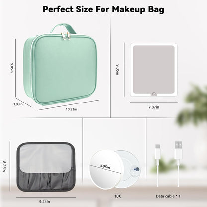 Travel Makeup Bag with LED Mirror Travel Makeup Organizer with 3 Lighted Settings, Adjustable Dividers and Makeup Brush Storage Bag Black