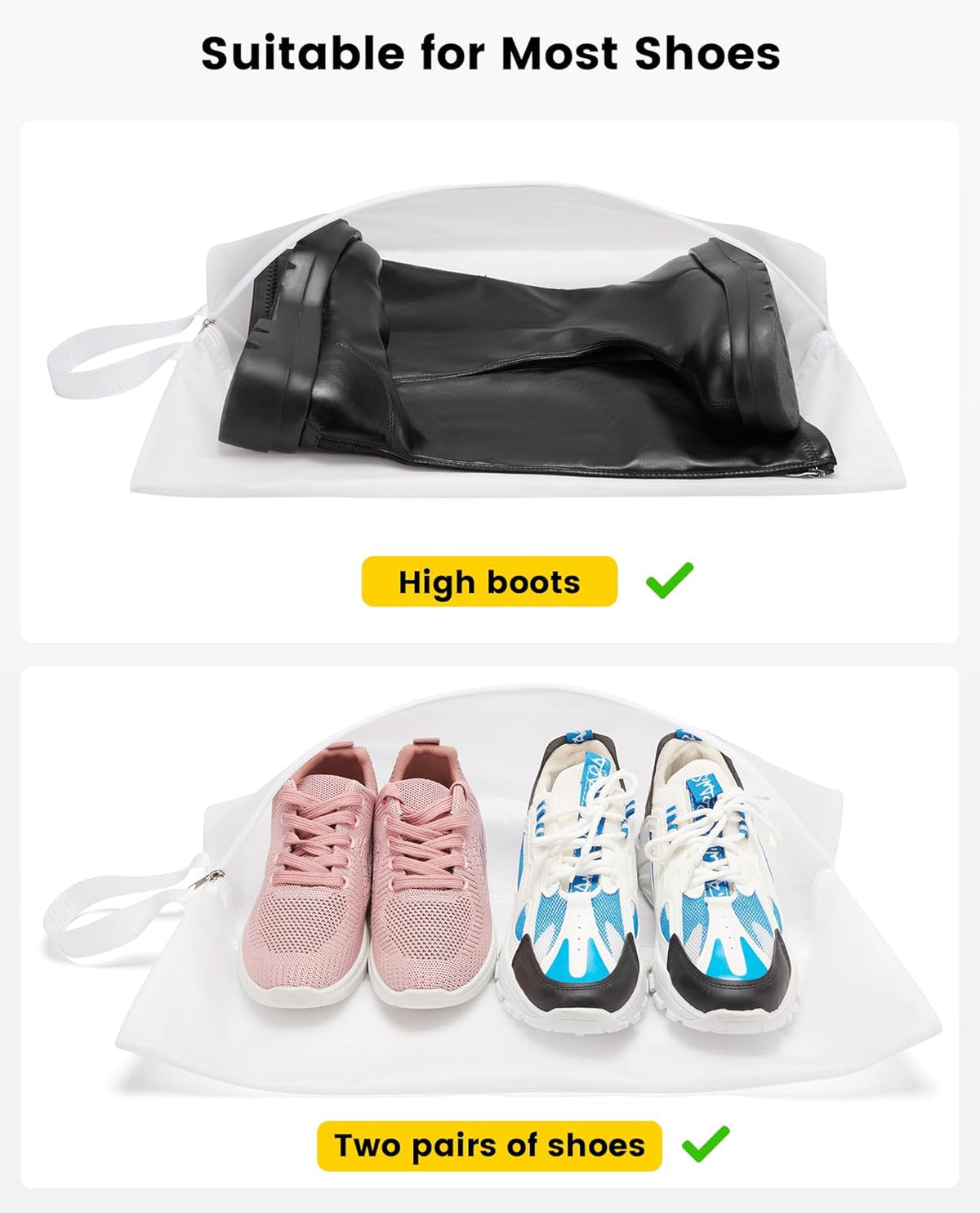Shoe Bags for Travel - 2 Pack Extra Large Transparent Shoe Organizer with Handle Dustproof Shoe Bag Reusable Shoe Storage Bags for Men & Women
