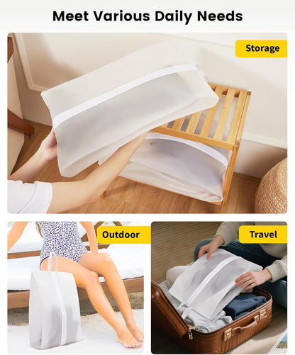 Shoe Bags for Travel - 2 Pack Extra Large Transparent Shoe Organizer with Handle Dustproof Shoe Bag Reusable Shoe Storage Bags for Men & Women