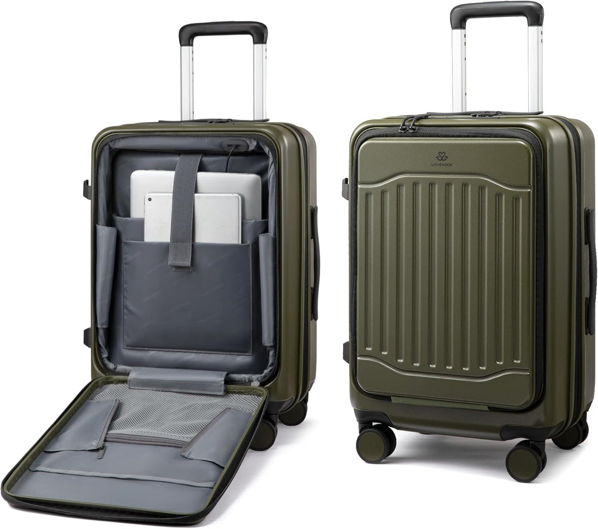 Carry On Luggage 22x14x9 Airline Approved, Expandable Hard Shell Suitcase with Spinner Wheels, USB Charging Port & Front Pocket, PC Hardside Rolling Luggage with TSA Lock for Travel