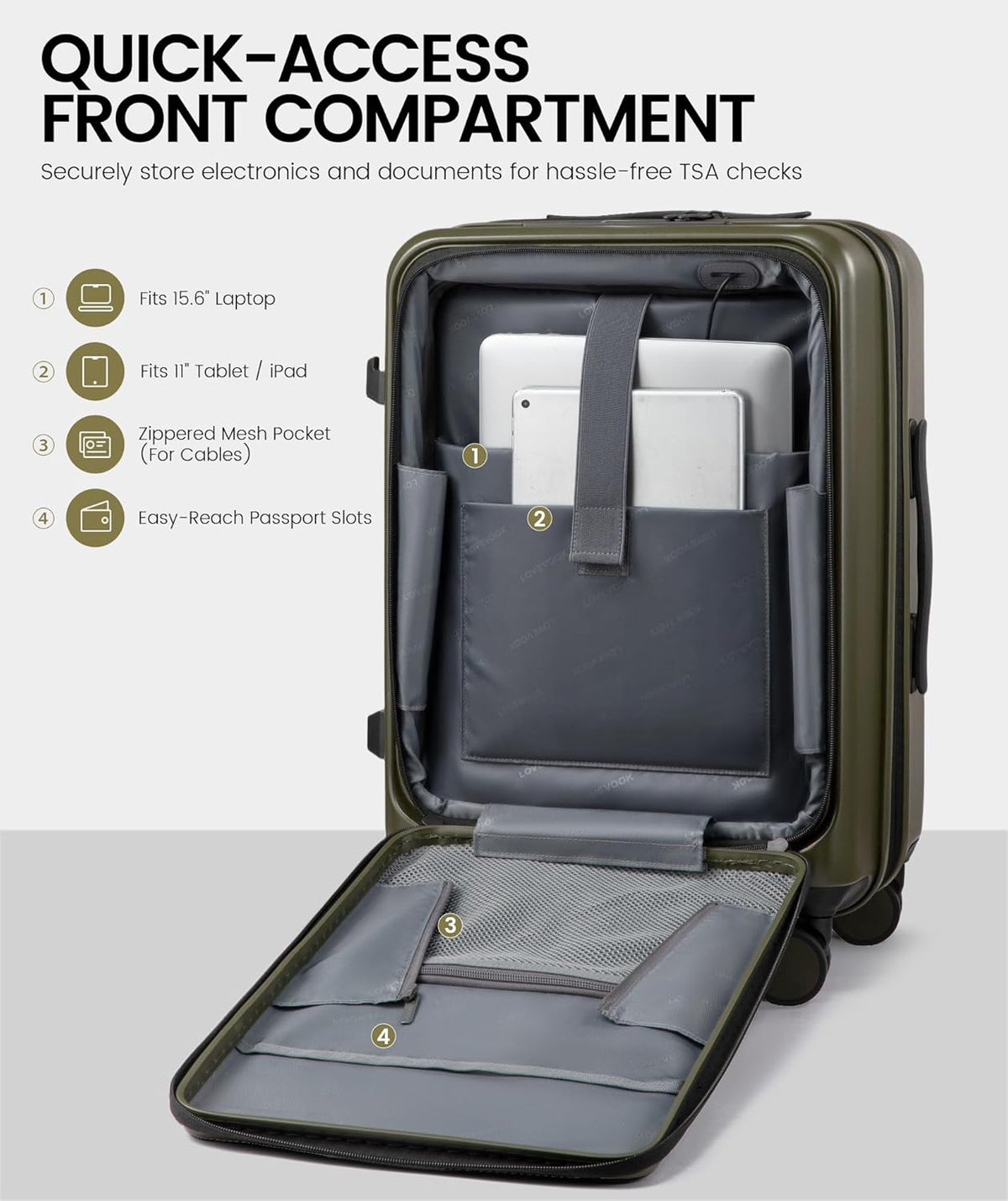Carry On Luggage 22x14x9 Airline Approved, Expandable Hard Shell Suitcase with Spinner Wheels, USB Charging Port & Front Pocket, PC Hardside Rolling Luggage with TSA Lock for Travel