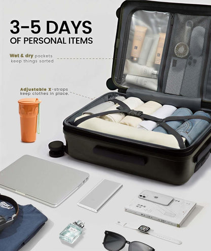 Carry On Luggage 22x14x9 Airline Approved, Expandable Hard Shell Suitcase with Spinner Wheels, USB Charging Port & Front Pocket, PC Hardside Rolling Luggage with TSA Lock for Travel