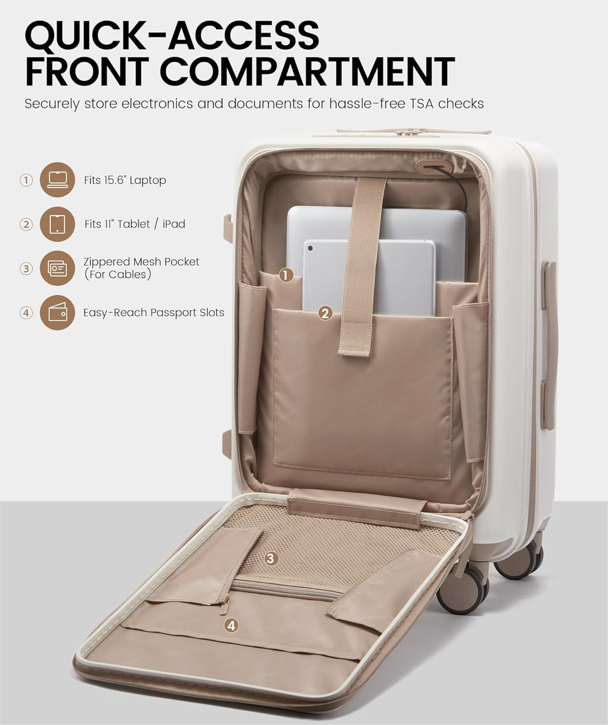 Carry On Luggage 22x14x9 Airline Approved, Expandable Hard Shell Suitcase with Spinner Wheels, USB Charging Port & Front Pocket, PC Hardside Rolling Luggage with TSA Lock for Travel