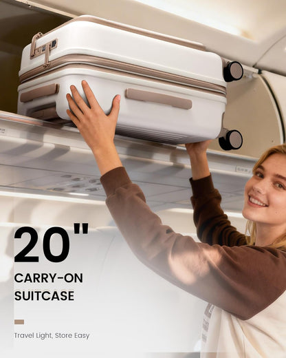 Carry On Luggage 22x14x9 Airline Approved, Expandable Hard Shell Suitcase with Spinner Wheels, USB Charging Port & Front Pocket, PC Hardside Rolling Luggage with TSA Lock for Travel