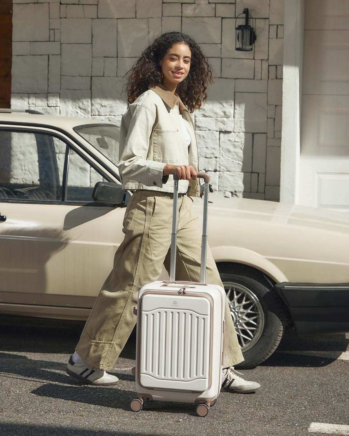 Carry On Luggage 22x14x9 Airline Approved, Expandable Hard Shell Suitcase with Spinner Wheels, USB Charging Port & Front Pocket, PC Hardside Rolling Luggage with TSA Lock for Travel