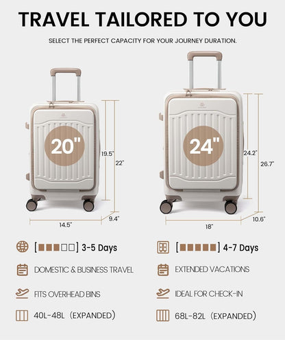 Carry On Luggage 22x14x9 Airline Approved, Expandable Hard Shell Suitcase with Spinner Wheels, USB Charging Port & Front Pocket, PC Hardside Rolling Luggage with TSA Lock for Travel