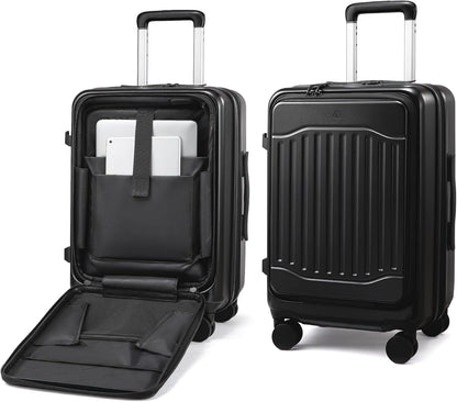 Carry On Luggage 22x14x9 Airline Approved, Expandable Hard Shell Suitcase with Spinner Wheels, USB Charging Port & Front Pocket, PC Hardside Rolling Luggage with TSA Lock for Travel