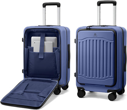 Carry On Luggage 22x14x9 Airline Approved, Expandable Hard Shell Suitcase with Spinner Wheels, USB Charging Port & Front Pocket, PC Hardside Rolling Luggage with TSA Lock for Travel