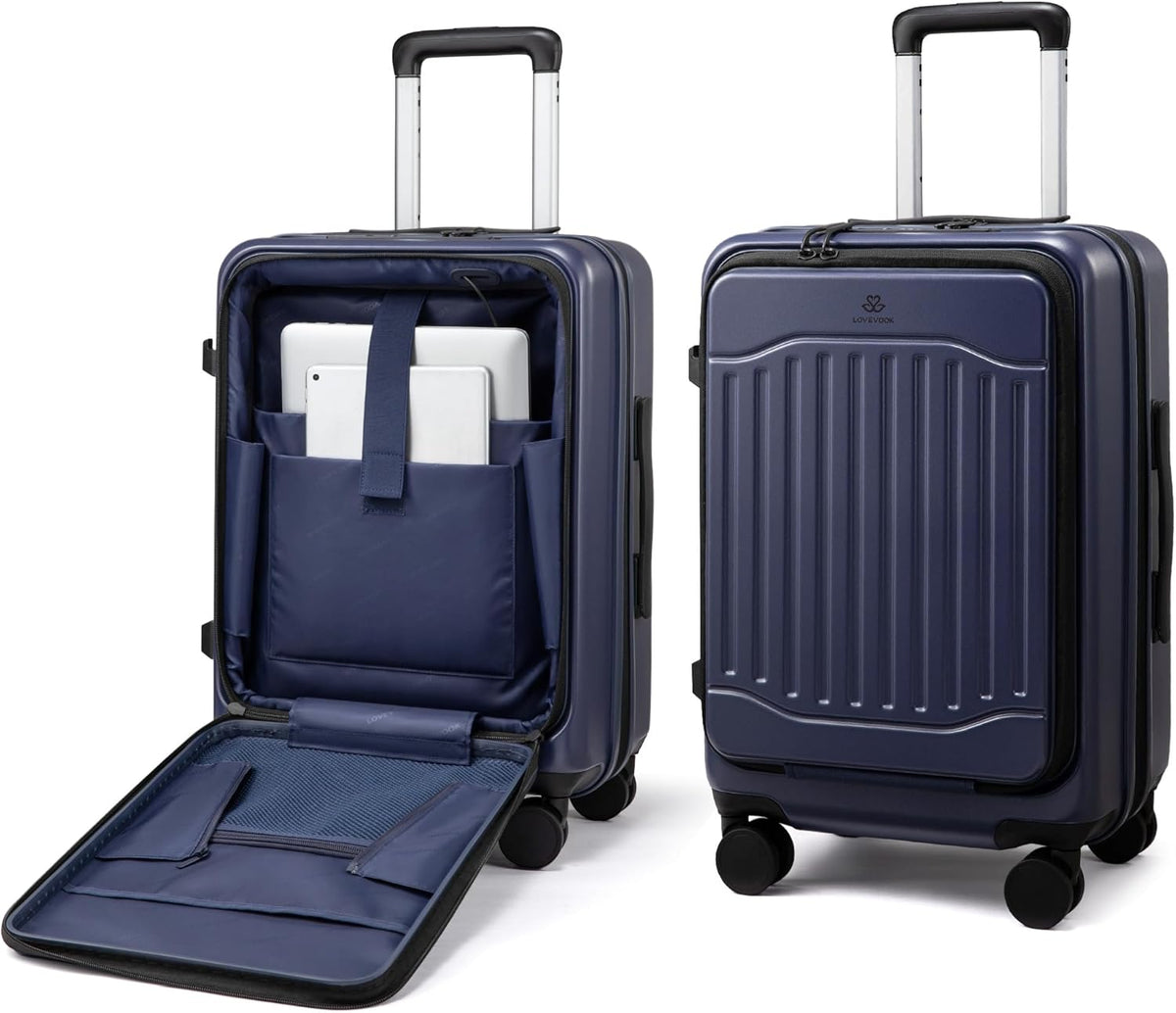 Carry On Luggage 22x14x9 Airline Approved, Expandable Hard Shell Suitcase with Spinner Wheels, USB Charging Port & Front Pocket, PC Hardside Rolling Luggage with TSA Lock for Travel