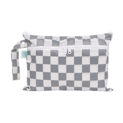 Waterproof Wet Bag for Baby, Travel, Swim Suit, Cloth Diapers, Pump Parts, Pool, Beach, Gym Clothes, Toiletry, Hook to Stroller, Daycare, Zip Reusable Wetdry Pack, 2-pk Palm Trees, Beige Check - Colors A