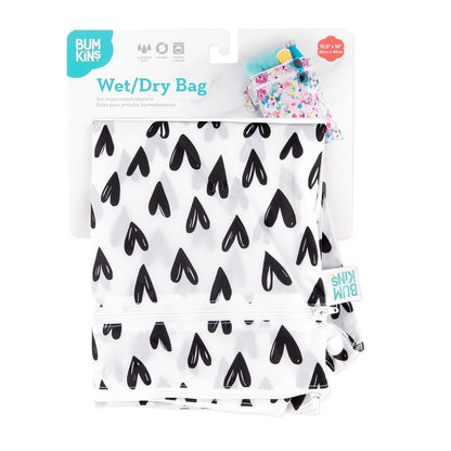 Waterproof Wet Bag for Baby, Travel, Swim Suit, Cloth Diapers, Pump Parts, Pool, Beach, Gym Clothes, Toiletry, Hook to Stroller, Daycare, Zip Reusable Wetdry Pack, 2-pk Palm Trees, Beige Check - Colors A