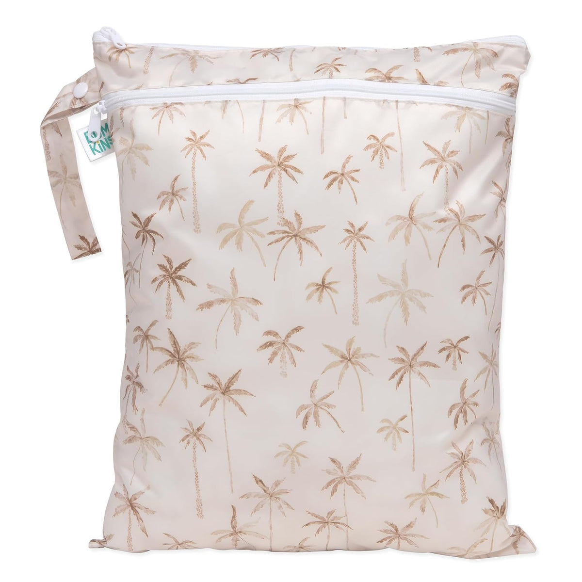 Waterproof Wet Bag for Baby, Travel, Swim Suit, Cloth Diapers, Pump Parts, Pool, Beach, Gym Clothes, Toiletry, Hook to Stroller, Daycare, Zip Reusable Wetdry Pack, 2-pk Palm Trees, Beige Check - Colors A