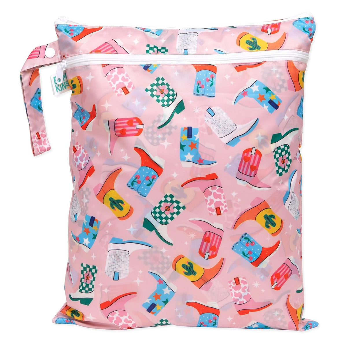 Waterproof Wet Bag for Baby, Travel, Swim Suit, Cloth Diapers, Pump Parts, Pool, Beach, Gym Clothes, Toiletry, Hook to Stroller, Daycare, Zip Reusable Wetdry Pack, 2-pk Palm Trees, Beige Check - Colors A