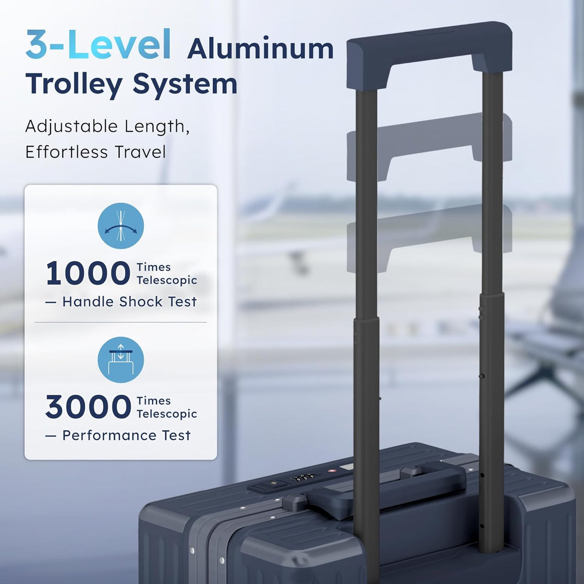 20 Inch Aluminum Frame Carry-On Luggage, Front Opening Hardside Carry on Suitcase with Quick-Access Front Compartment, Airline Approved with TSA Lock, USB&Type-C Ports, Cup Holder, Silver