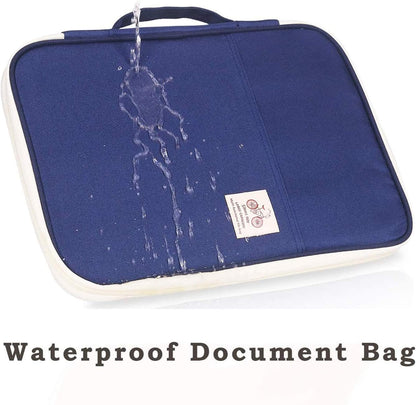 A4 Travel Portfolio Multifunctional Document Organizer Zippered Case for Office Supplies (Mulberry White)