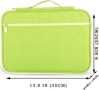A4 Travel Portfolio Multifunctional Document Organizer Zippered Case for Office Supplies (Mulberry White)