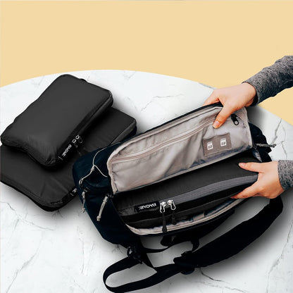 5 Set Ultralight Compression Packing Cubes Travel Accessories Expandable Packing Organizers(Black)