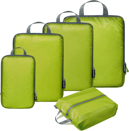 5 Set Ultralight Compression Packing Cubes Travel Accessories Expandable Packing Organizers(Black)
